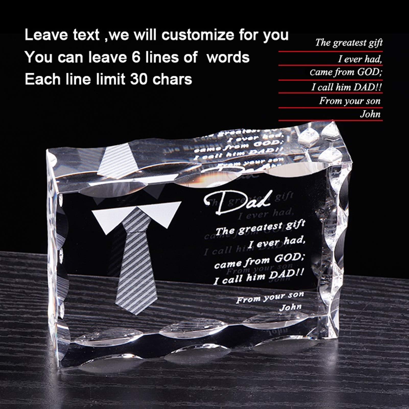 Cristallo Regalo per papà Personalizzato la Lettera di Cristallo Telaio Inciso Regalo di Compleanno per papà Festa del Padre Presente Souvenir soprammobili (Color : Gift for Mom)