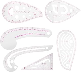 Rankomu Juego de 6 reglas de curva de plástico para diseños de ropa, multifunción, 30 cm, color blanco