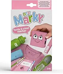 DIY MARKY - Carimbo personalizável para crianças | para roupas e itens infantis | Inclui tinta para até 1000 impressões | Adequado para todas as superfícies | Conjunto completo com etiquetas e fita