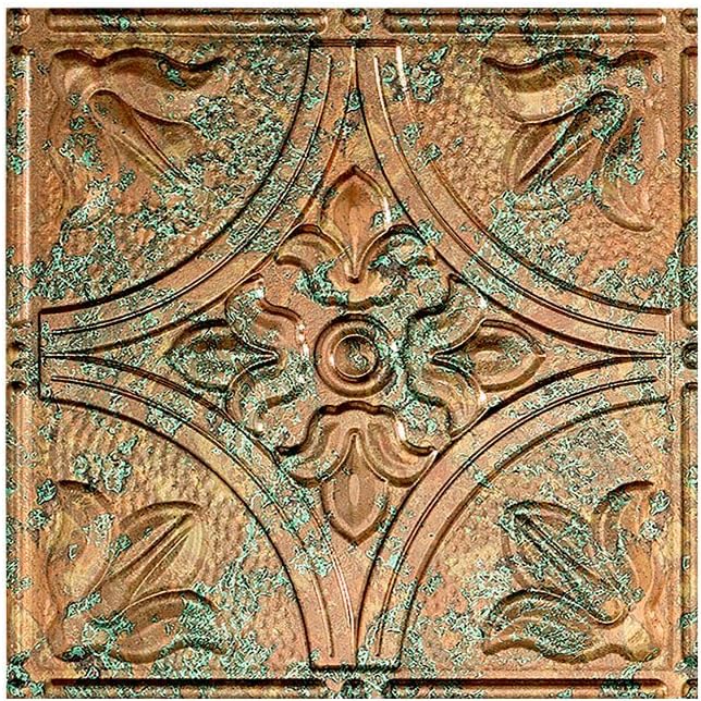 FASÄDE Traditional Style/Pattern 2 Decorative Vinyl Glue Up Ceiling Panel in Copper Fantasy (12X12 Inch Sample)