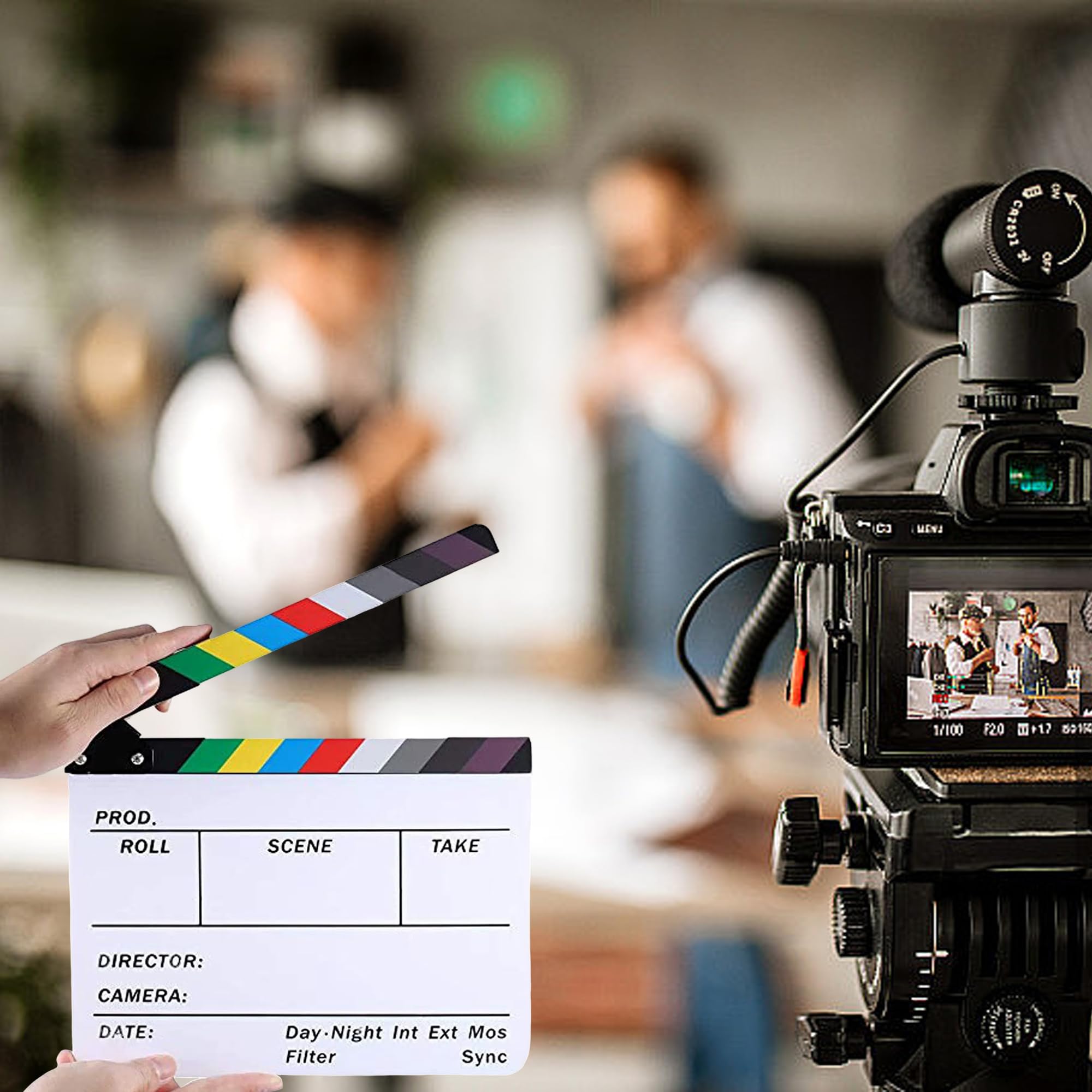 7PCS lavagne per registi in acrilico colorato, 20*20 cm, Cinematografico Acrilico Film Clapboard Pellicola, Regista Professionale, Rumoroso, con 5 pennarelli e cancellino per lavagna