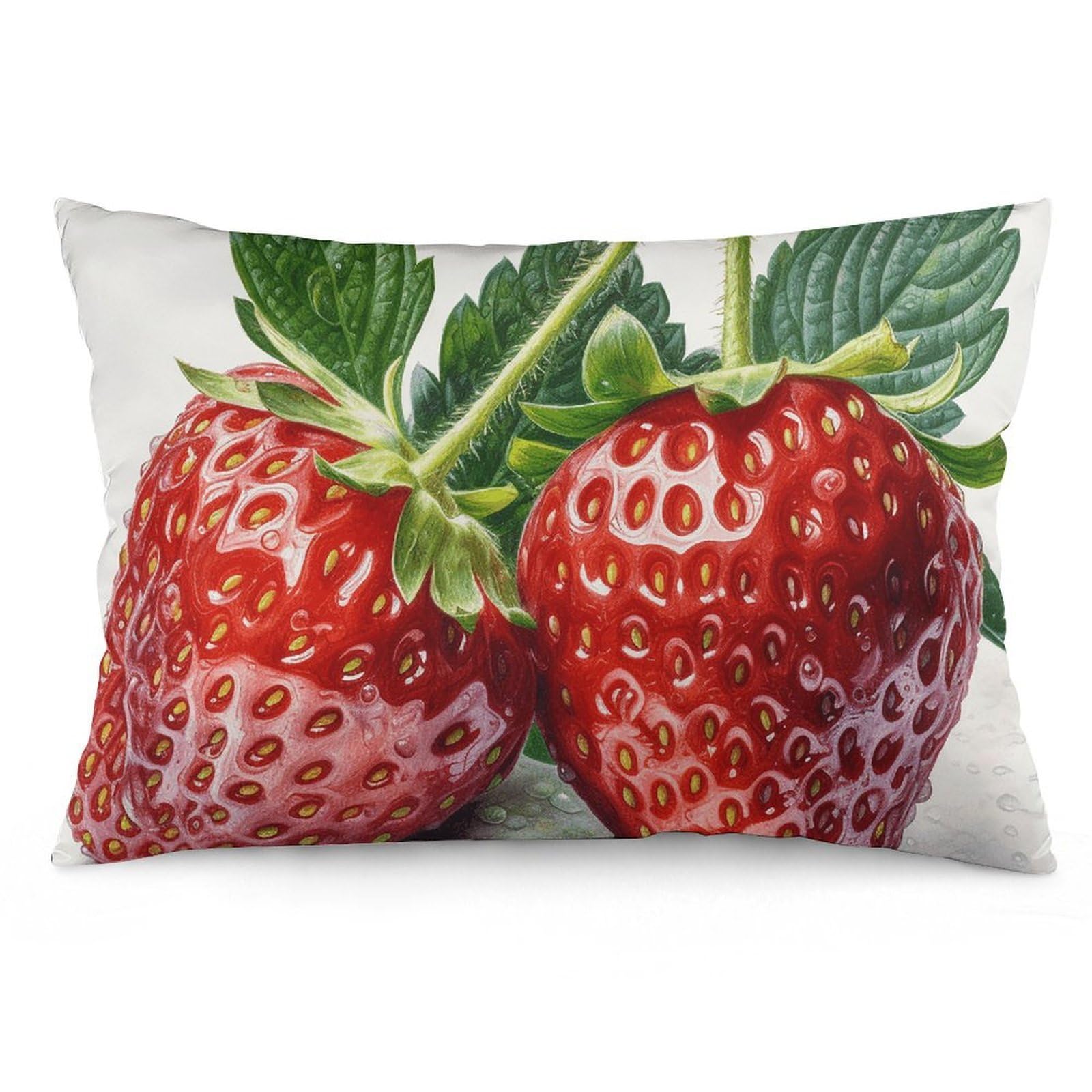 2 Pack Pillow Cases for Hair and Skin, Soft Breathable Pillow Case Covers with Hidden Zipper, Two Strawberries Pillowcase 12 "x20 Pillow Covers for Sleeping Gift
