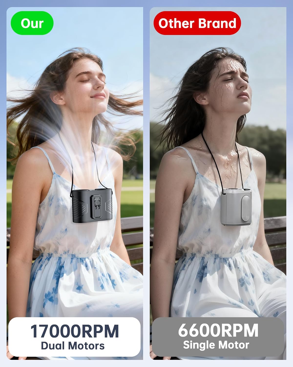Dual Motor Wearable Waist Fan, 34000RPM Super Strong Airflow, Multifunctional Clip On Fan for Belt/Body/Shirt/Undershirt/Hip, Hands-Free Personal Cooling Fan for Outdoor Work/Camping/Hiking/Delivery