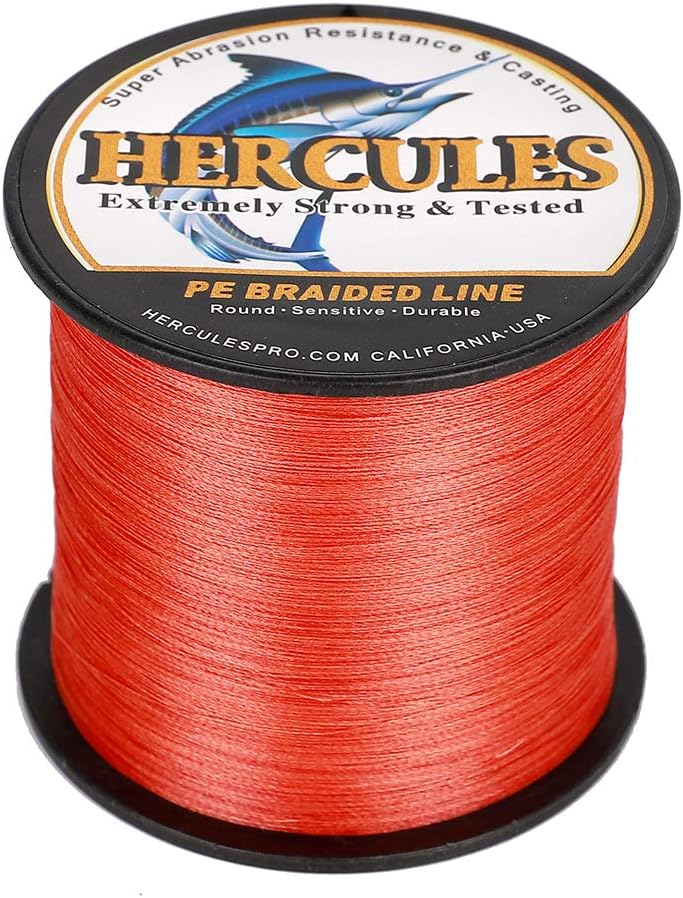 HERCULES Cost-Effective Super Cast 8 Strands Braided Fishing Line 10LB to 300LB Test for Salt-Water,109/328/547/1094 Yards(100M/300M/500M/1000M),Diam.#0.12MM-1.2MM,Hi-Grade Performance,Variety Colors