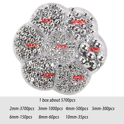 Miniatura 2 de 5800 piezas de medias perlas para manualidades, perlas de espalda plana para hacer obras de arte, accesorios de diamantes de imitación de bricolaje,