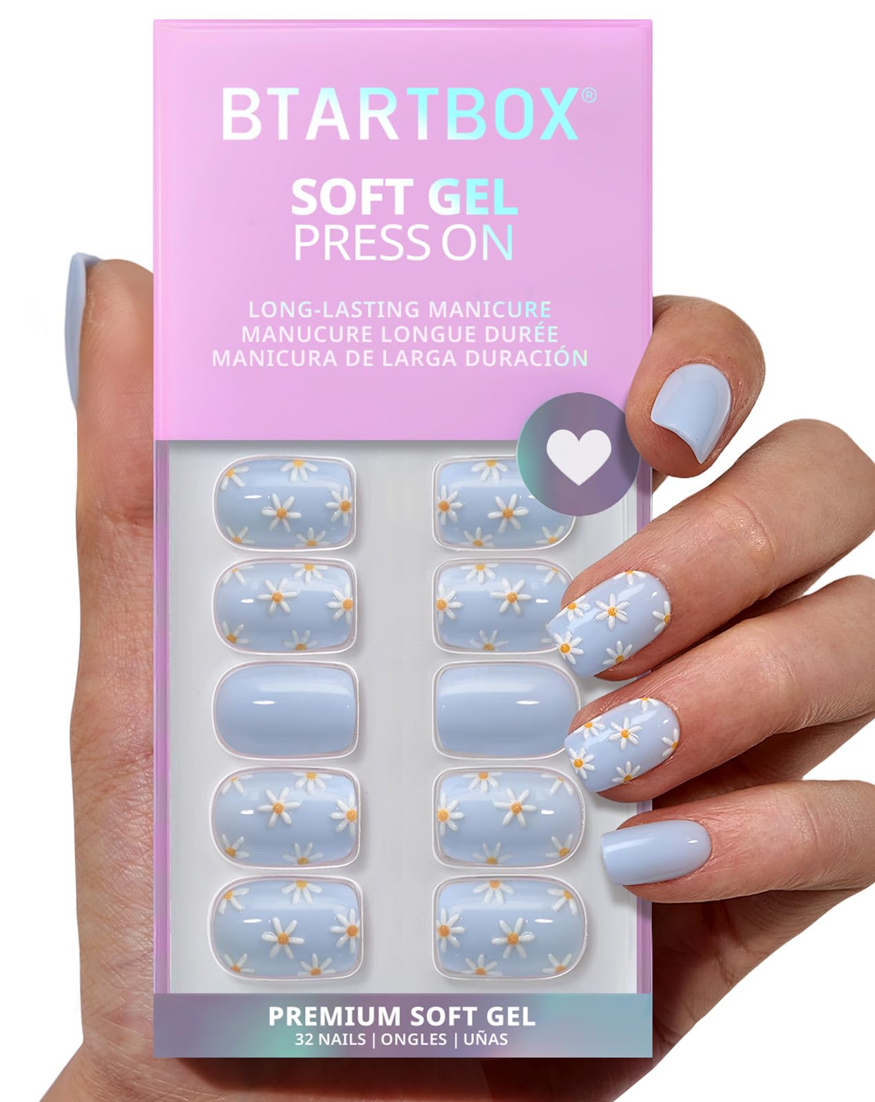 BTArtbox Porch Sky 3D Flower Press On Nails