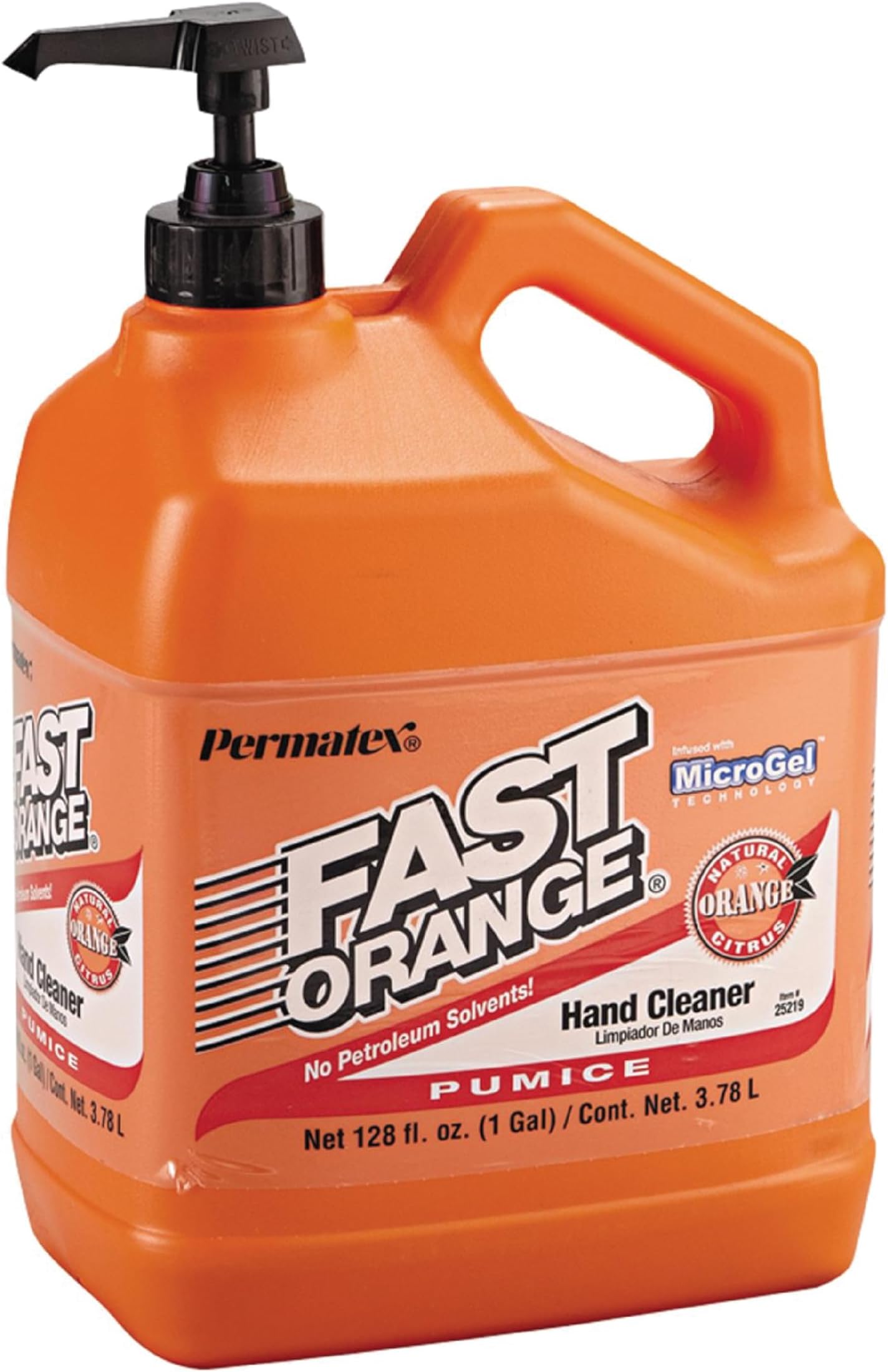 Permatex 25219 Fast Orange Pumice Lotion Hand Cleaners, Citrus, Bottle with Pump, 1 gal, 128 Fl Oz (Pack of 1)