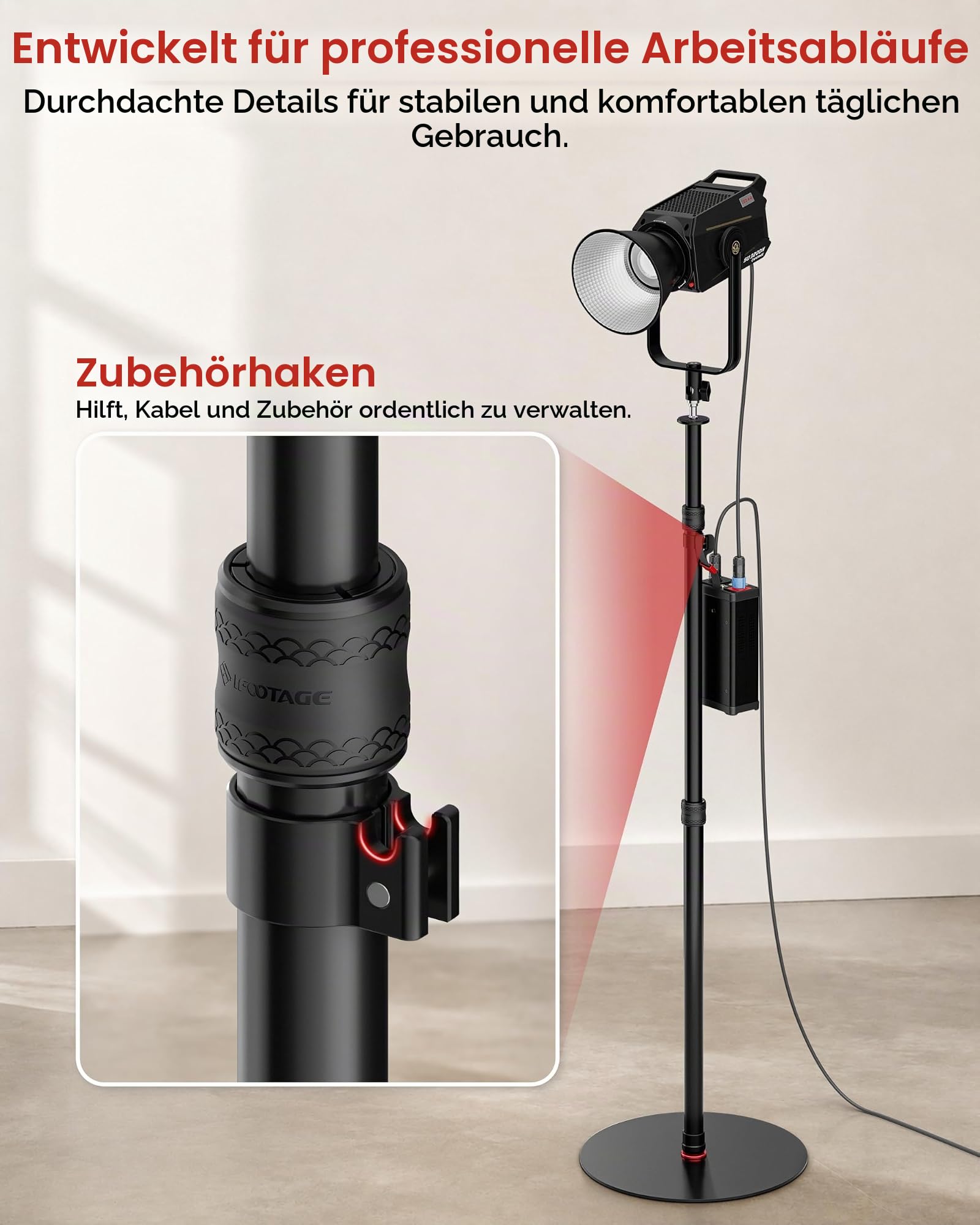 IFOOTAGE Cobra 2 RB-A400 Professionelles Kamera-Aluminium-Einbeinstativ,Studio-Einbeinstativ,gewichteter Basis und Einstellbarer Höhe, Bodenständer,Light Stand,Sockeldurchmesser: 40cm
