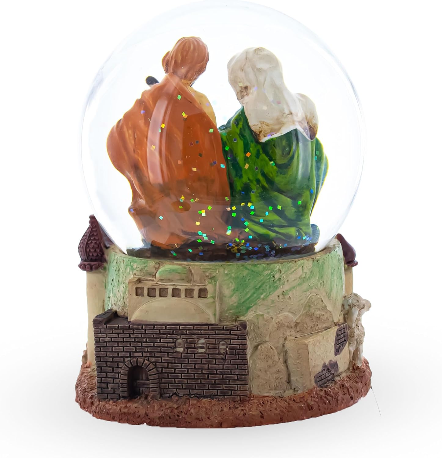 Nativity Scene and Divine Guardian Angel Musical Water Snow Globe