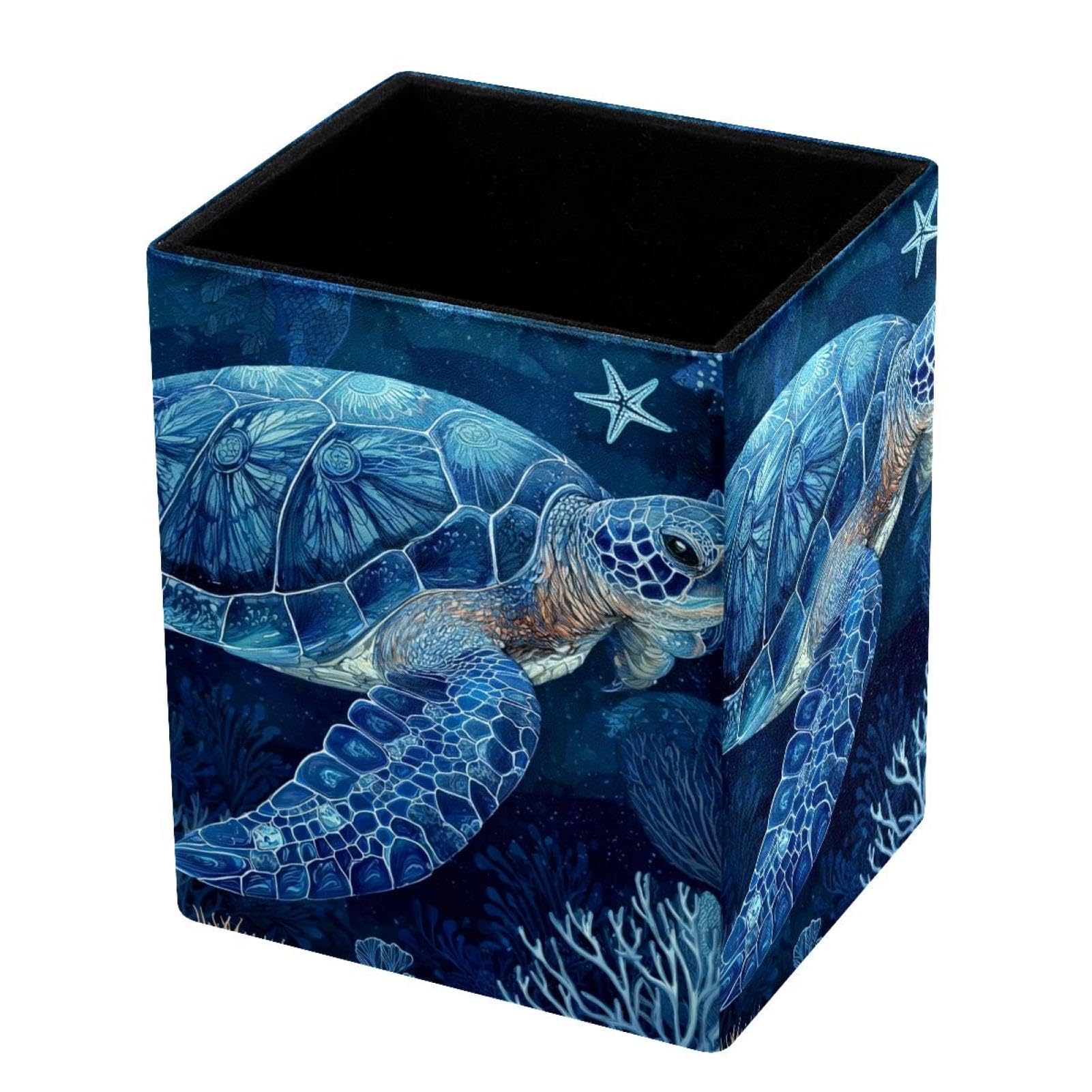 VAPOKF Pencil Holders for Desk, Sea Turtle Printed Pen Holders Pen Pot Makeup Brushes Storage Desktop Stationery Supplies Organiser for Home Office