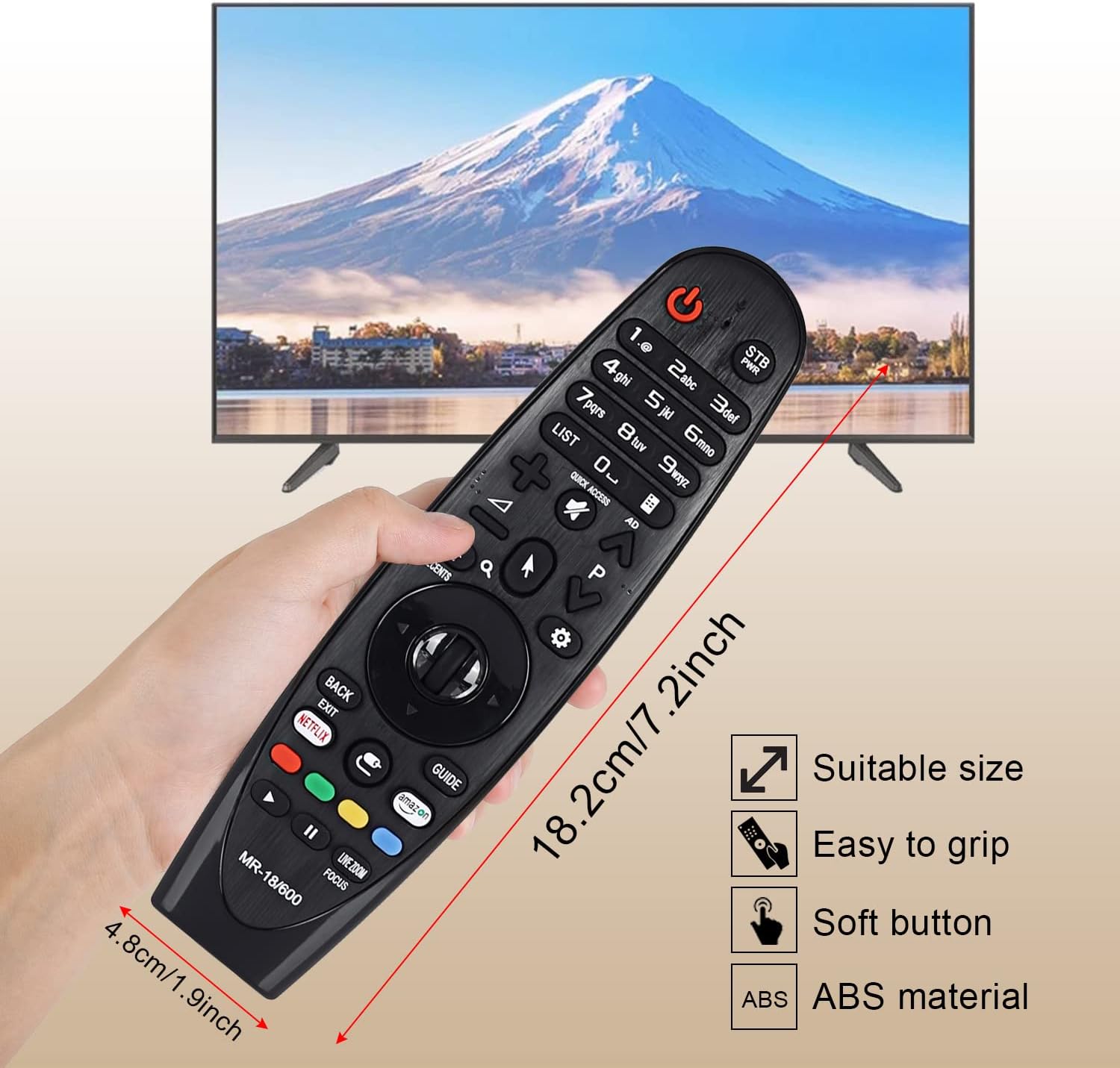 Universal Remote Control AN-MR18BA AN-MR600G AN-MR650 for 2018 4K UHD Smart LG TV OLED65W8PUA OLED77W8PUA OLED43W8PUA OLED49W8PUA OLED50W8PUA OLED55W8PUA with Netflix and Amazon Keys