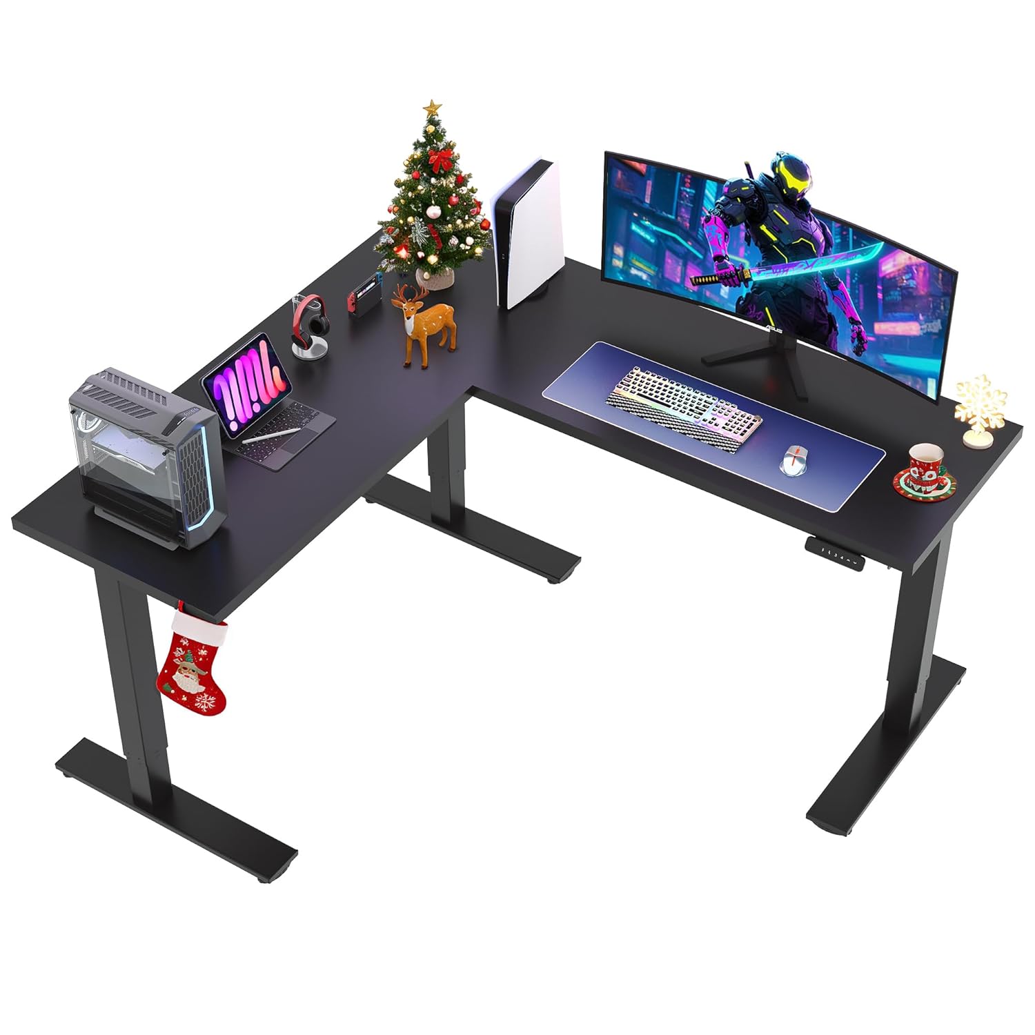 SANODESK L Shaped Standing Desk Adjustable Height Electric Corner Standing Desk 71 x 63 inch Sit Stand Computer