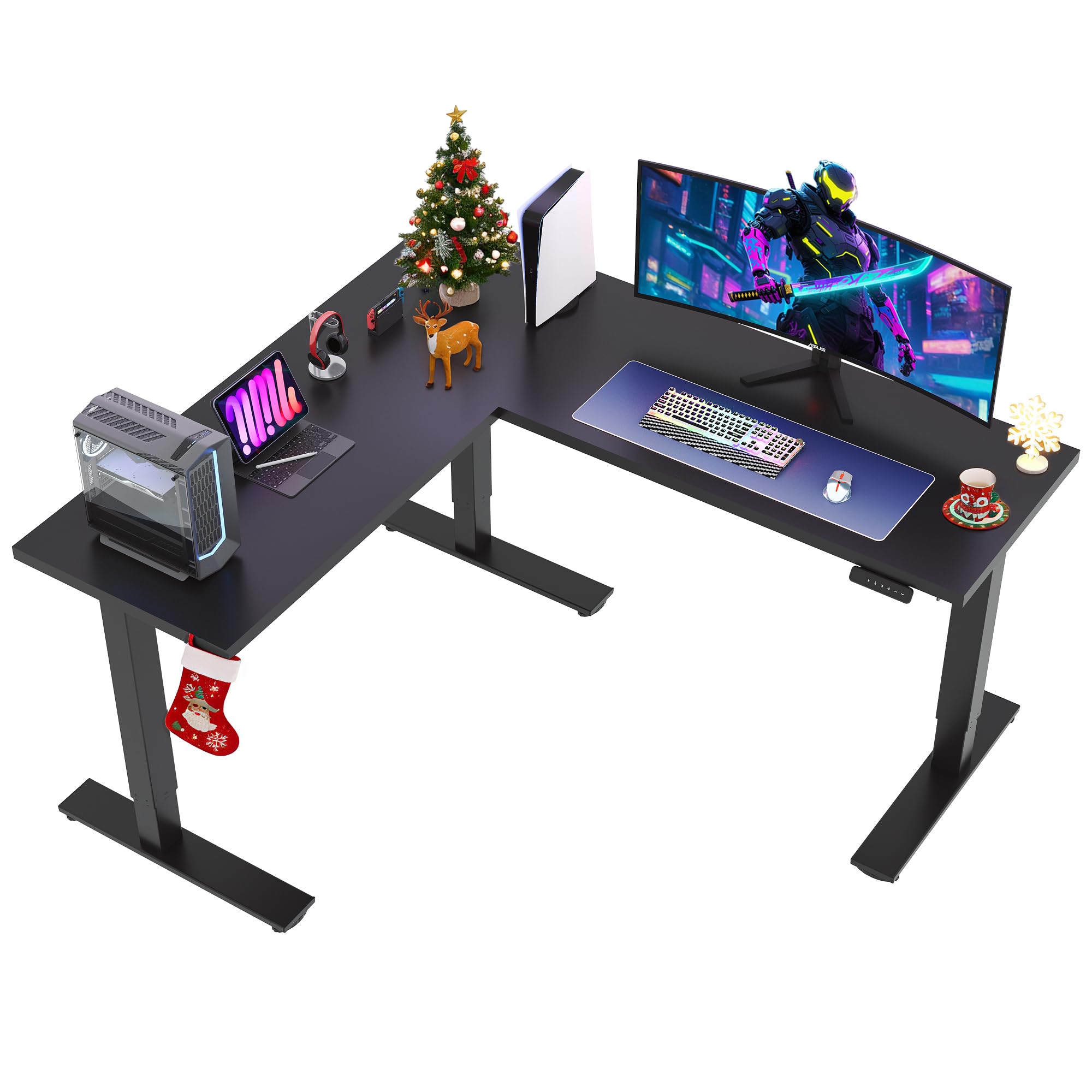 SANODESK L Shaped Standing Desk Adjustable Height Electric Corner Standing Desk 71 x 63 inch Sit Stand Computer