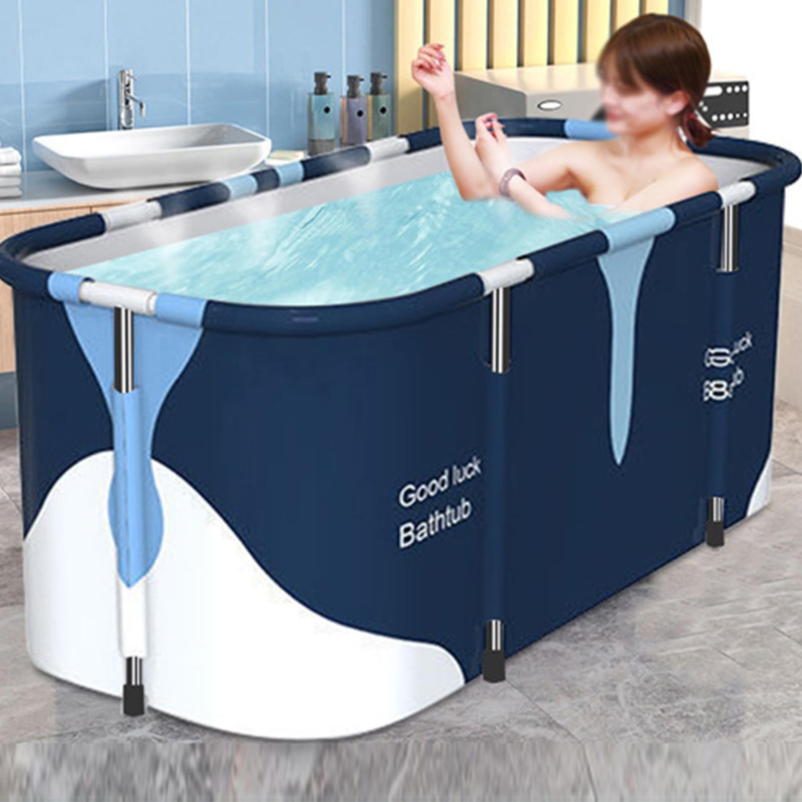 Baignoire pliable pour adulte de 140 x 60 x 50 cm - En matériau isolant à 6 couches - Maintien de la température pour la maison - Spa - Baignoire mobile pour adultes et enfants