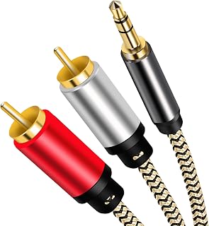 RCA Cable 50Ft, 3.5mm Male to 2RCA Male Stereo Audio Adapter Cable Nylon Braided AUX RCA Y Cord for Smartphones, MP3, Tablets, Speakers, HDTV and More (50Ft/15M)