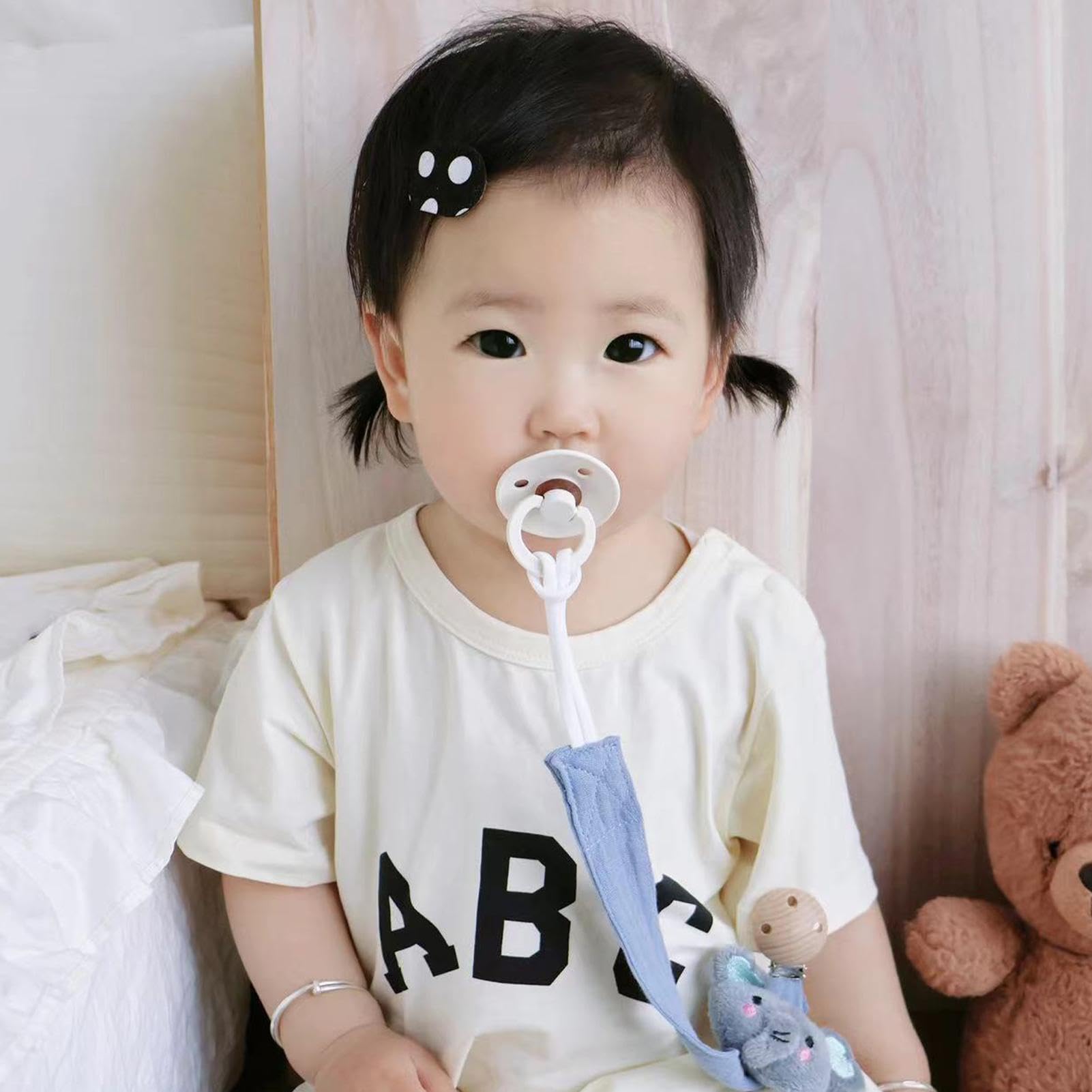 Pacifier Holder - Teething Ring Strap for Pacifiers | Animal Shaped Anti Lost Holder, Soft Silicone, Teether and Hiccup Towel Clip Holders 27x7x3cm/10.63x2.76x1.18 Inches — view 6