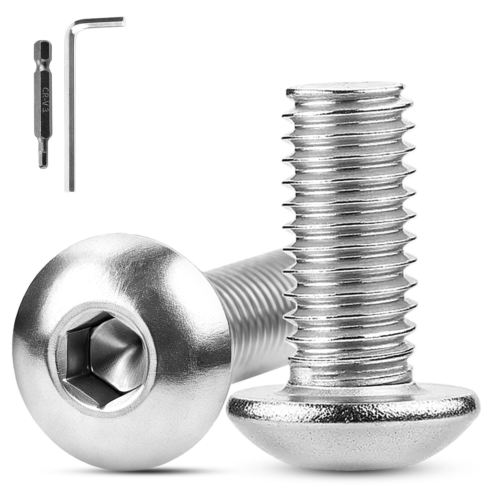 XRXYMQ M5 Bolts 50 Pcs Bolt M5 x 20 mm Hex Socket Button Head Screws Stainless Steel Bolts A2 Machine Screw for Home Furniture Wood Assembly Repair Industrial Electronic