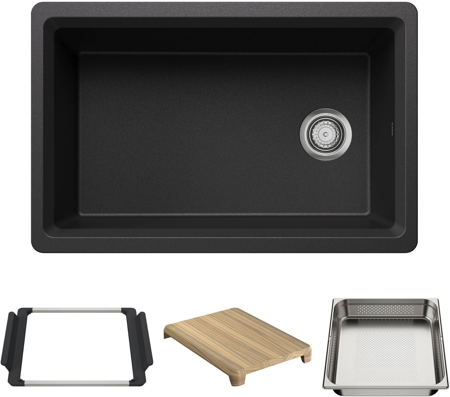 Blanco Inteos 30" Undermount Single Basin Granite Composite Kitchen Sink with Colander and Cutting Board