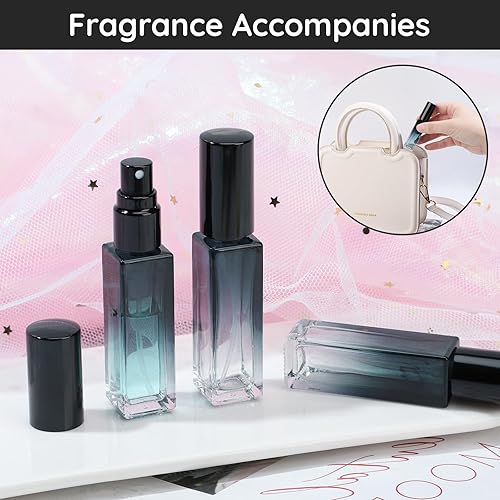 Miniatura 6 de Segbeauty Botella de perfume de viaje recargable, 5 unidades de 0.3 fl oz (0.3 fl oz), mini recipientes de perfume de vidrio con embudo y pipeta,