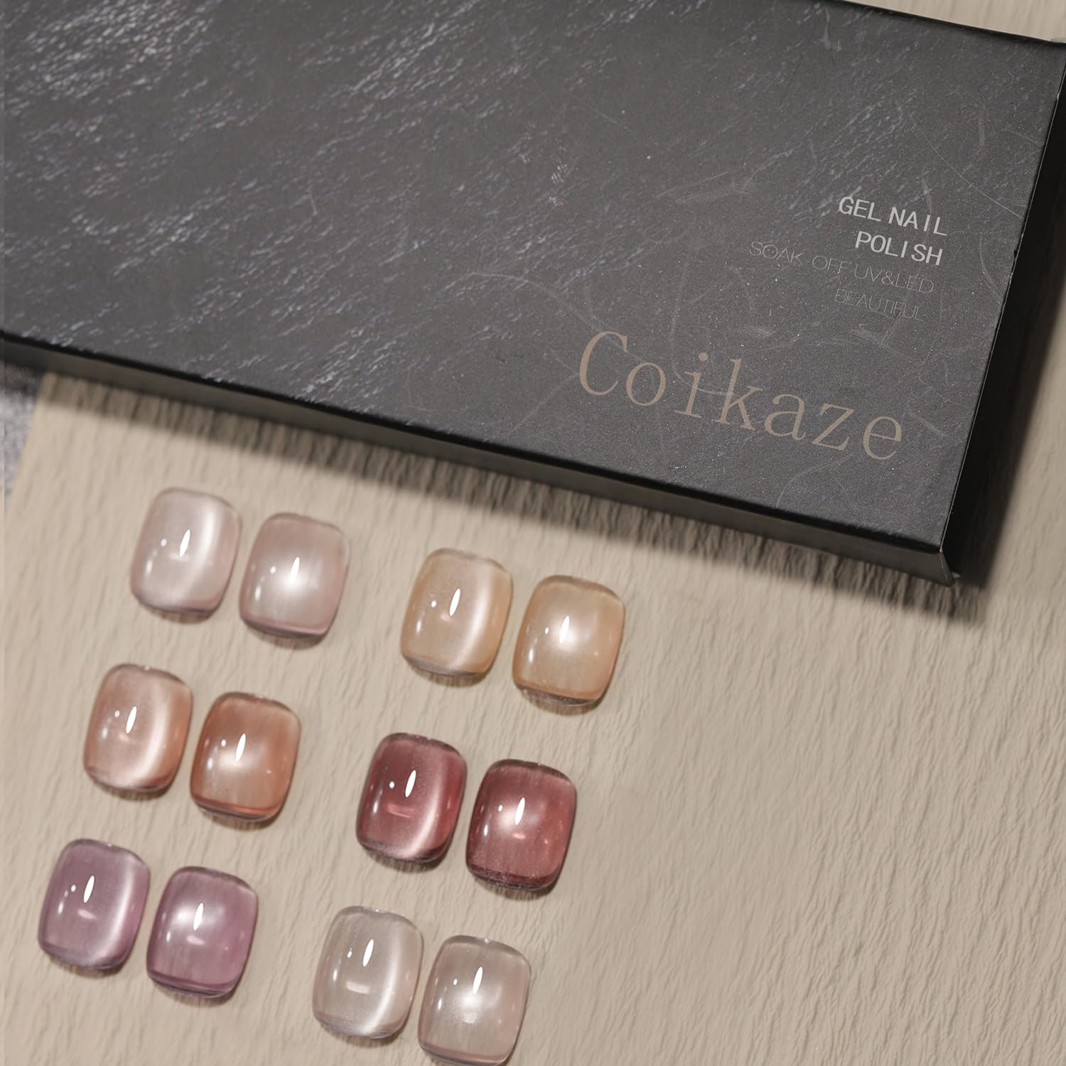 Coikaze マグネットネイル 超微粒子 ジェルネイル マグネット 磁石付き カラージェル マグネット ネイル ジェル 猫目 キャッツアイジェル UV/LED対応 6色セット 5.2ml セルフネイル ジェルネイル セット（ヌードローズマグネット）