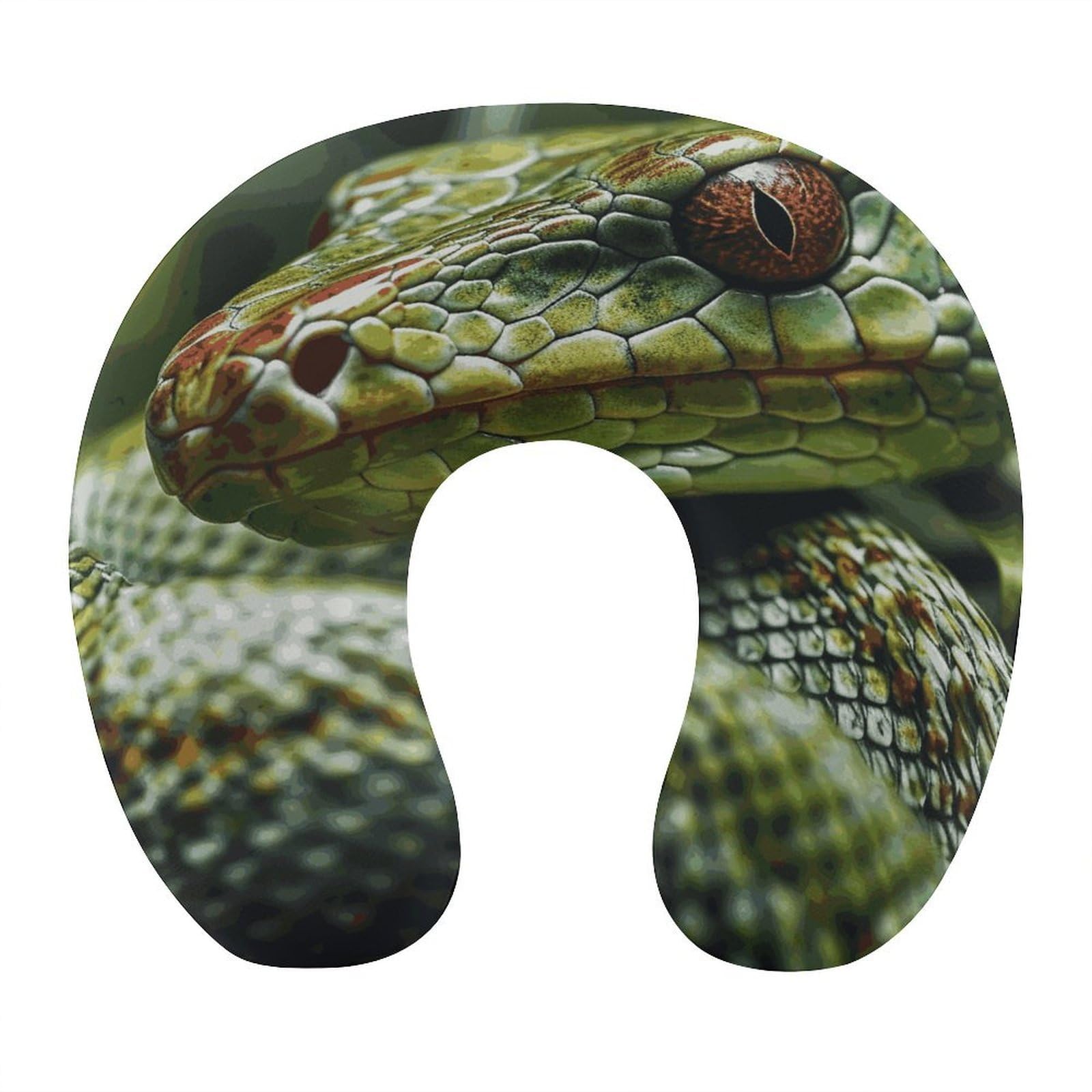 Btcowzrv Style Green Snake U Shaped Neck Pillow Travel Pillows