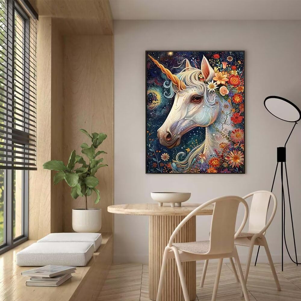 Diamond Painting Einhorn Erwachsene, Tier Diamond Painting Bilder xxl Groß 80x110cm, 5D Diamant Painting Set, DIY Crystal Arts Diamond-Painting, Diamond Painting Set, für Wand Deko Aesthetic Geschenke