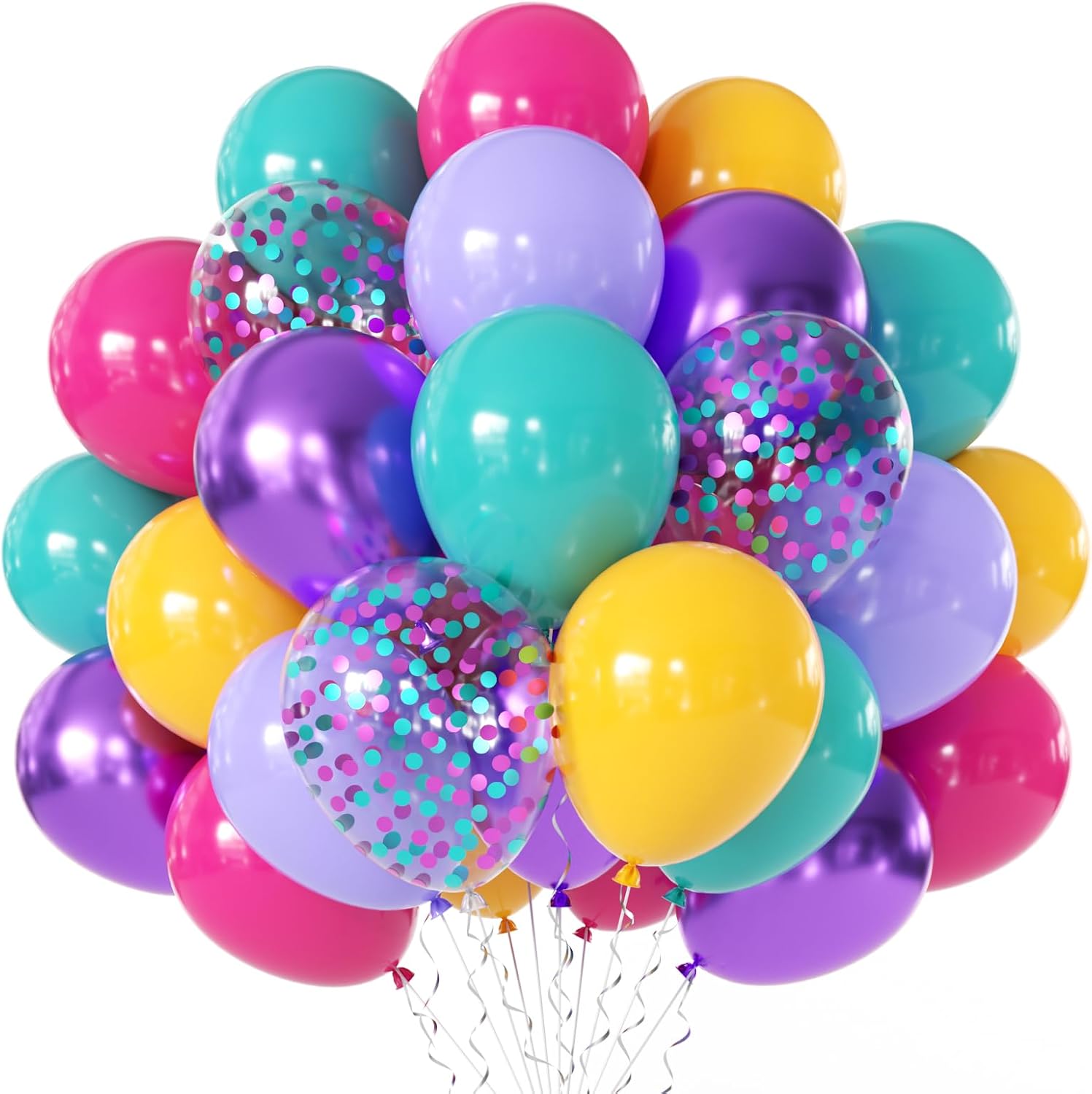 Pink Blue Purple Rainbow Balloons 50 Pcs 12 Inch