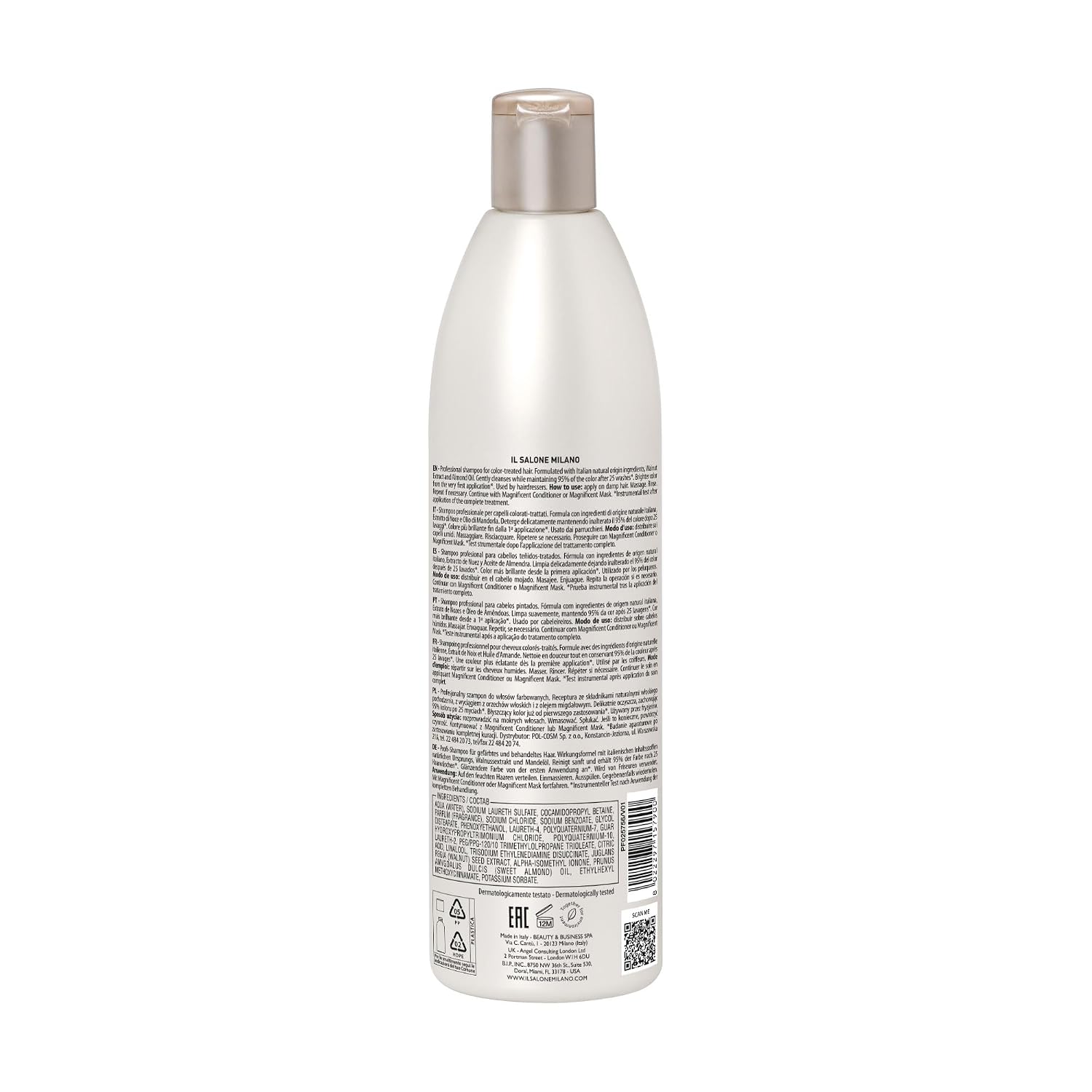 Il Salone Milano Professional Magnificent Shampoo - Color Safe Shampoo for Processed and Color Treated Hair - Enriched with Almond Oil for Radiant Shine - Salon-Quality Hair Care (16.9 oz / 500 ml) image 2