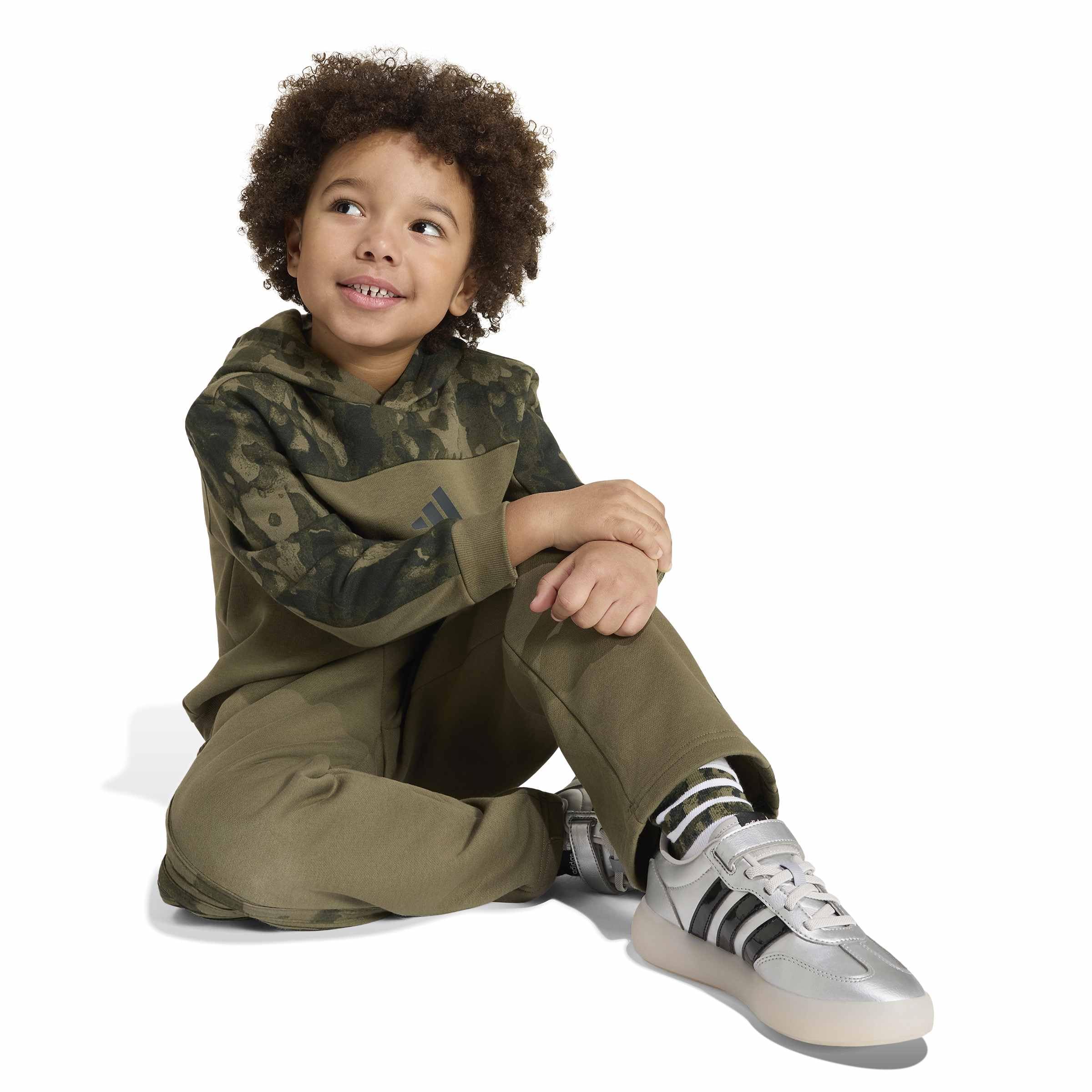 adidas Unisex Kinder Seasonal Essentials Hooded Fleece Jogger Set Little Kids Trainingsanzug (1er Pack)