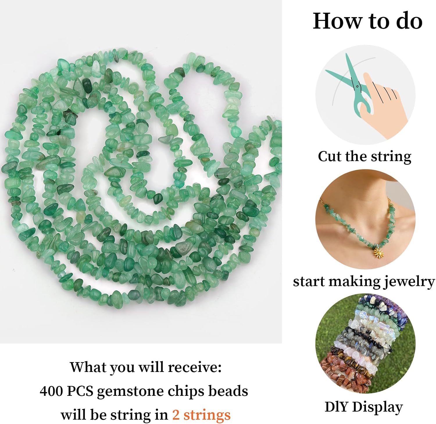 Green Aventurine Loose Gemstone Beads,5-8mm Natural Irregular Chips with Drilled Hole for Jewelry Making Supplies,DIY Bracelet Necklace,400pcs (2 Strands) - Image 8