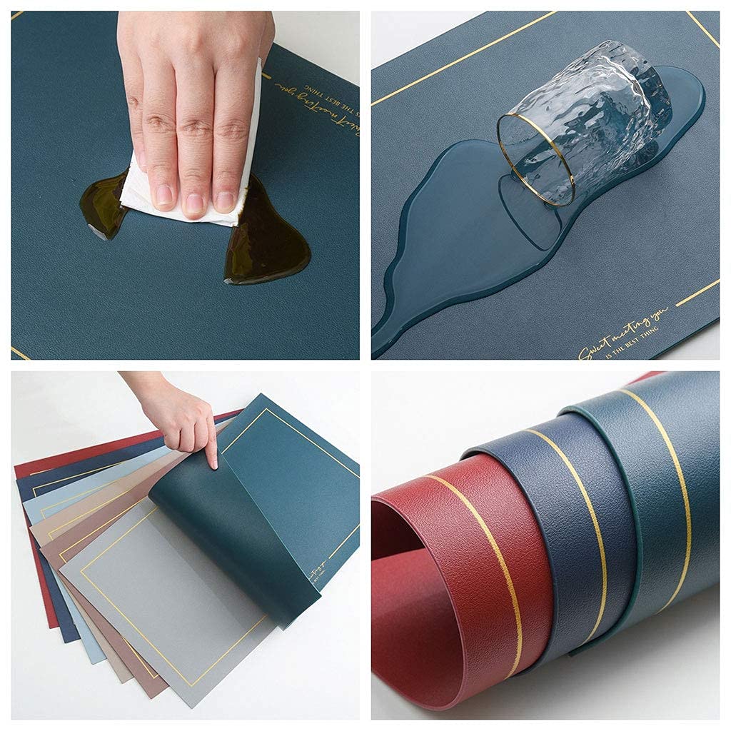 Decoración de mesa, manteles individuales, juego de 4 manteles individuales de piel sintética para cocina y comedor, impermeables y resistentes al aceite, con aislamiento térmico y anti-quemadura
