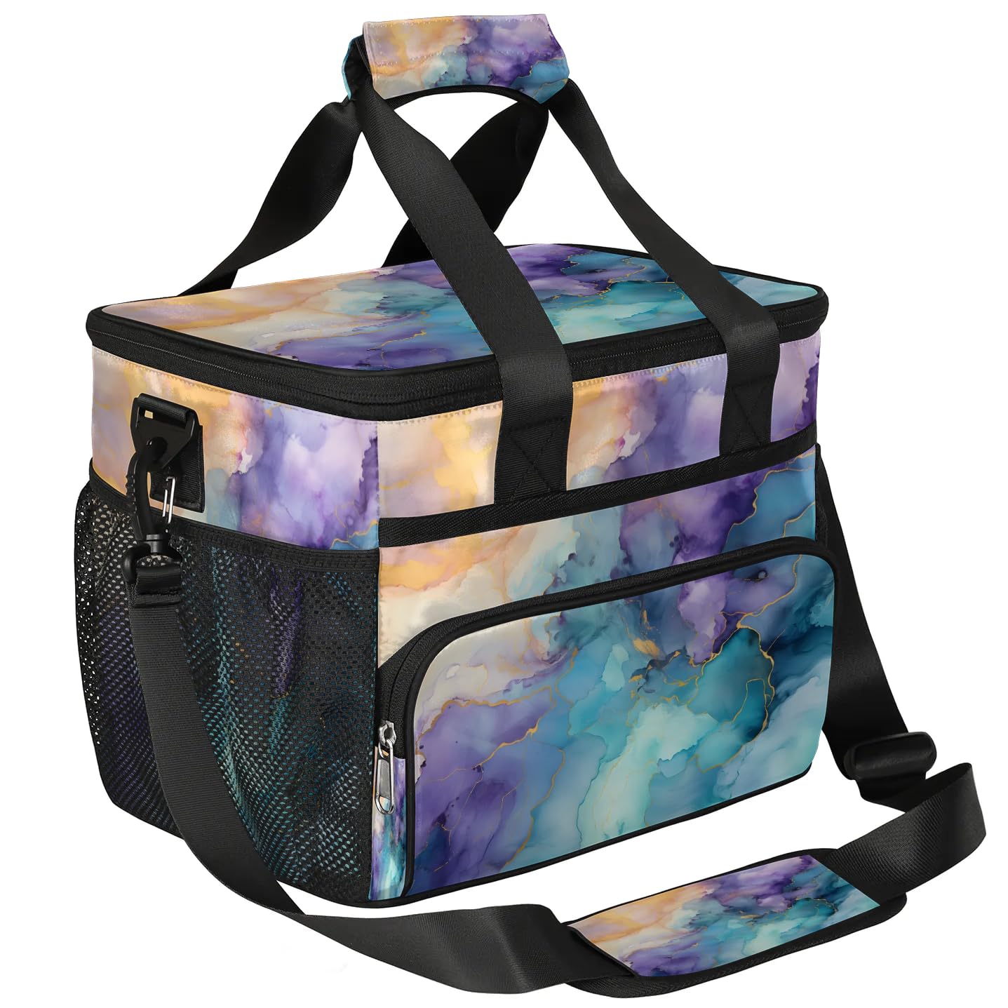 Lunch Box for Men Heavy Duty Insulated Lunch Bag for Women Colorful Marble Lunchbox for Adults Lunch Cooler