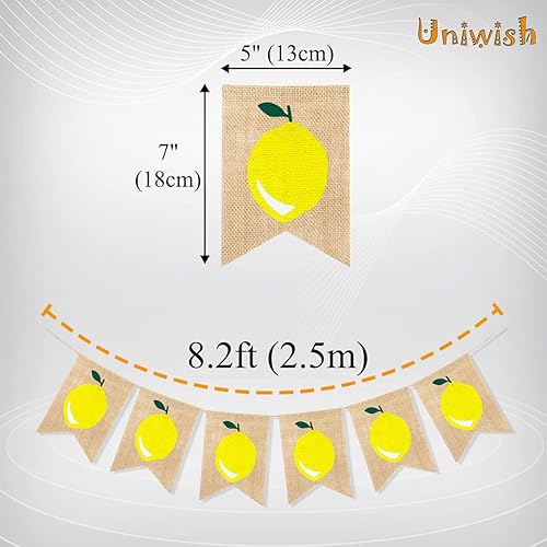 Miniatura 3 de Uniwish Cartel colgante de arpillera de limón para decoración de fiesta de cumpleaños con temática de limón para baby shower, decoración de