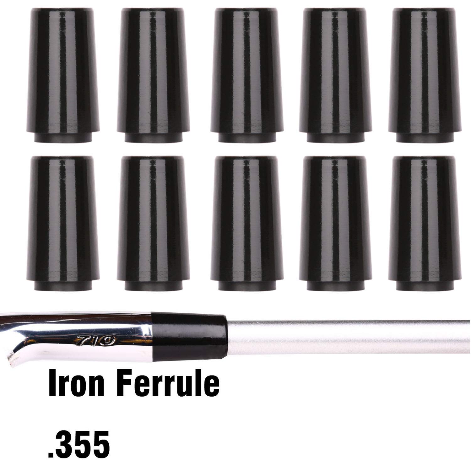 10 Stück Schwarze Spitze Größe .355 Golfhülsen für Kegelspitze Eisenkeil