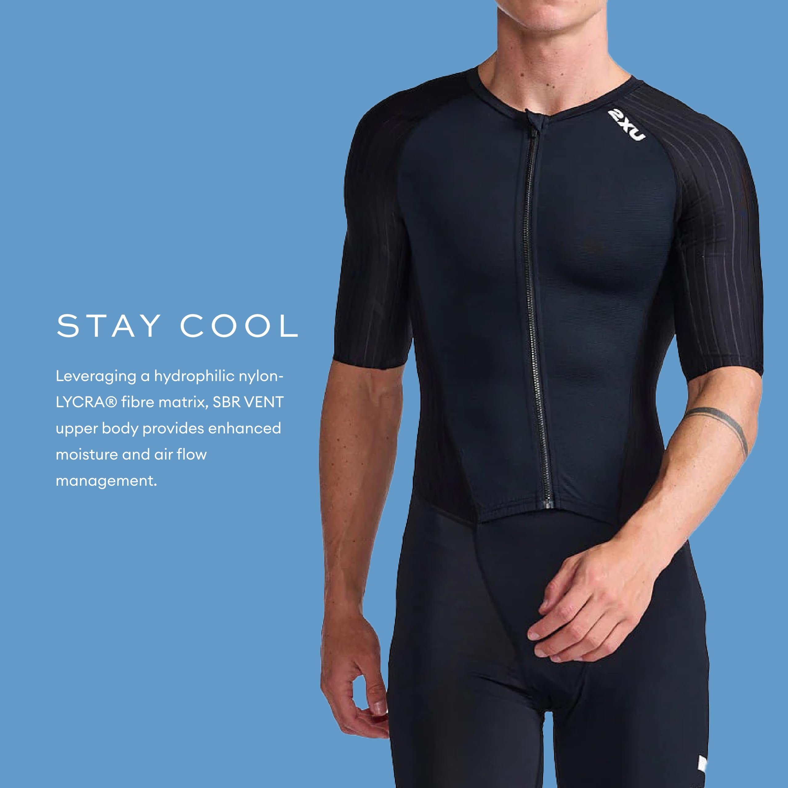 2XU Traje trisuit Aero con cremallera frontal para hombre, negro/blanco, talla S