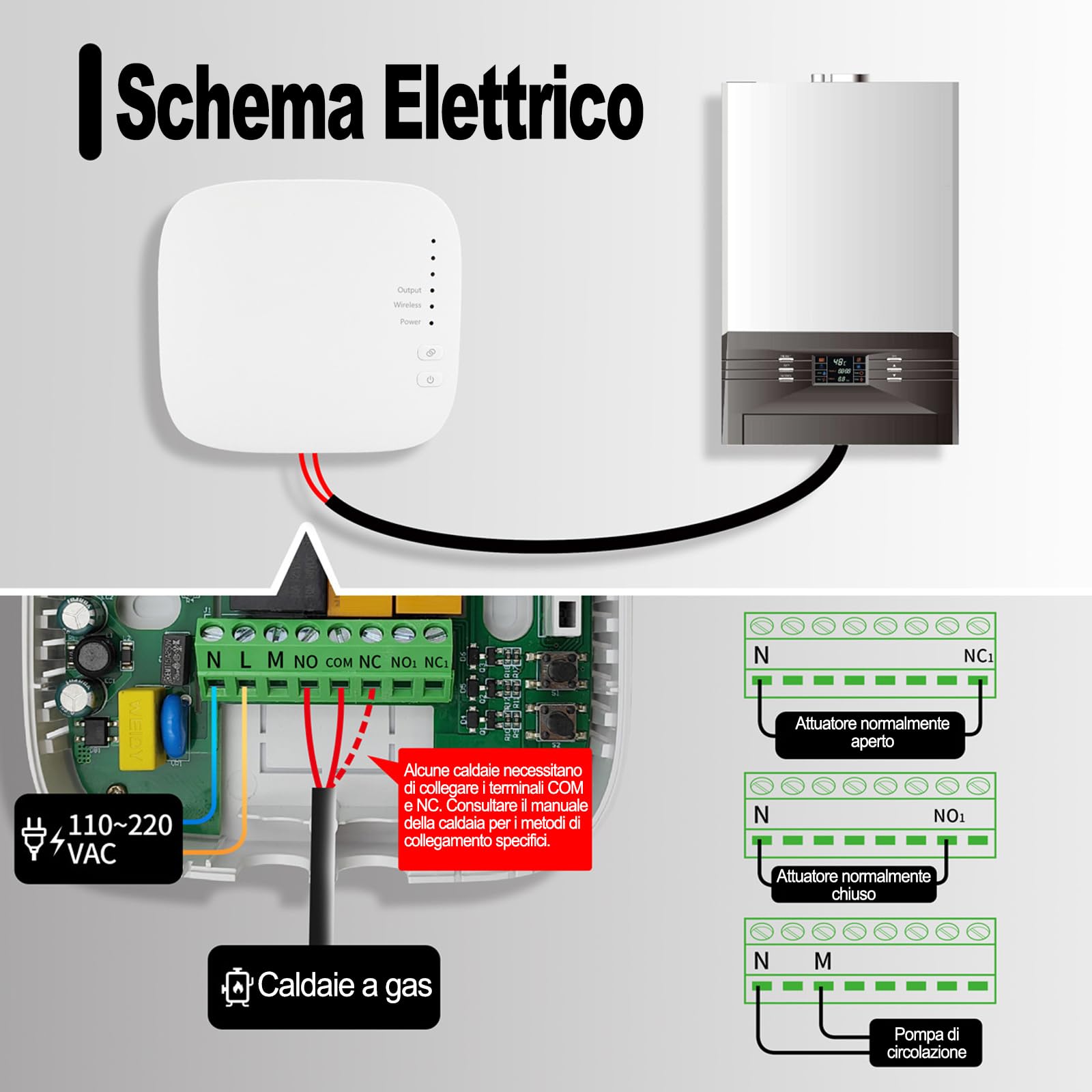 Termostato wifi per caldaia Per Tuya, Smart Cronotermostato da Parete Intelligente, controllo vocale Per Alexa, Termostato programmabile settimanale intelligente