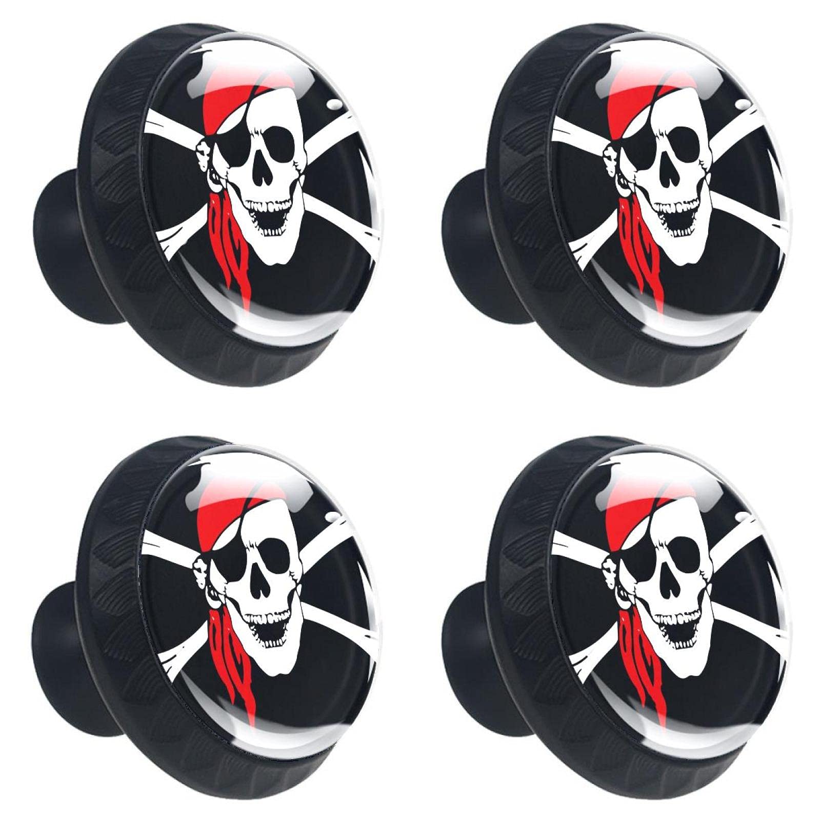 Poignées de tiroir en forme de tête de mort pirate et boutons de placard multicolores