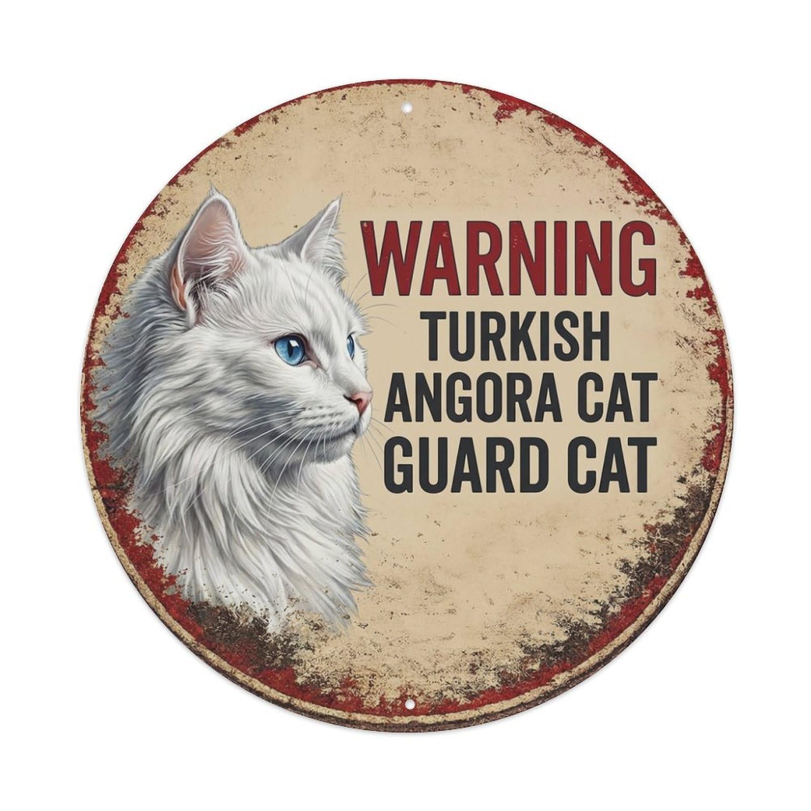 Tgrcjimh Style Metal Tin Sign Vintage Warning Turkish Angora Cat