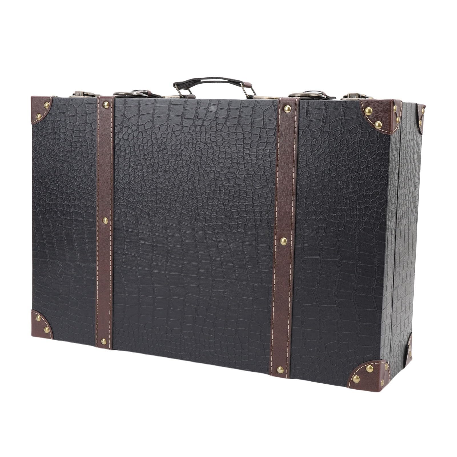POENVFPO Boîte de rangement de bagages décorative de style rétro, idéale pour le rangement élégant des décorations de bureau (NOIR)