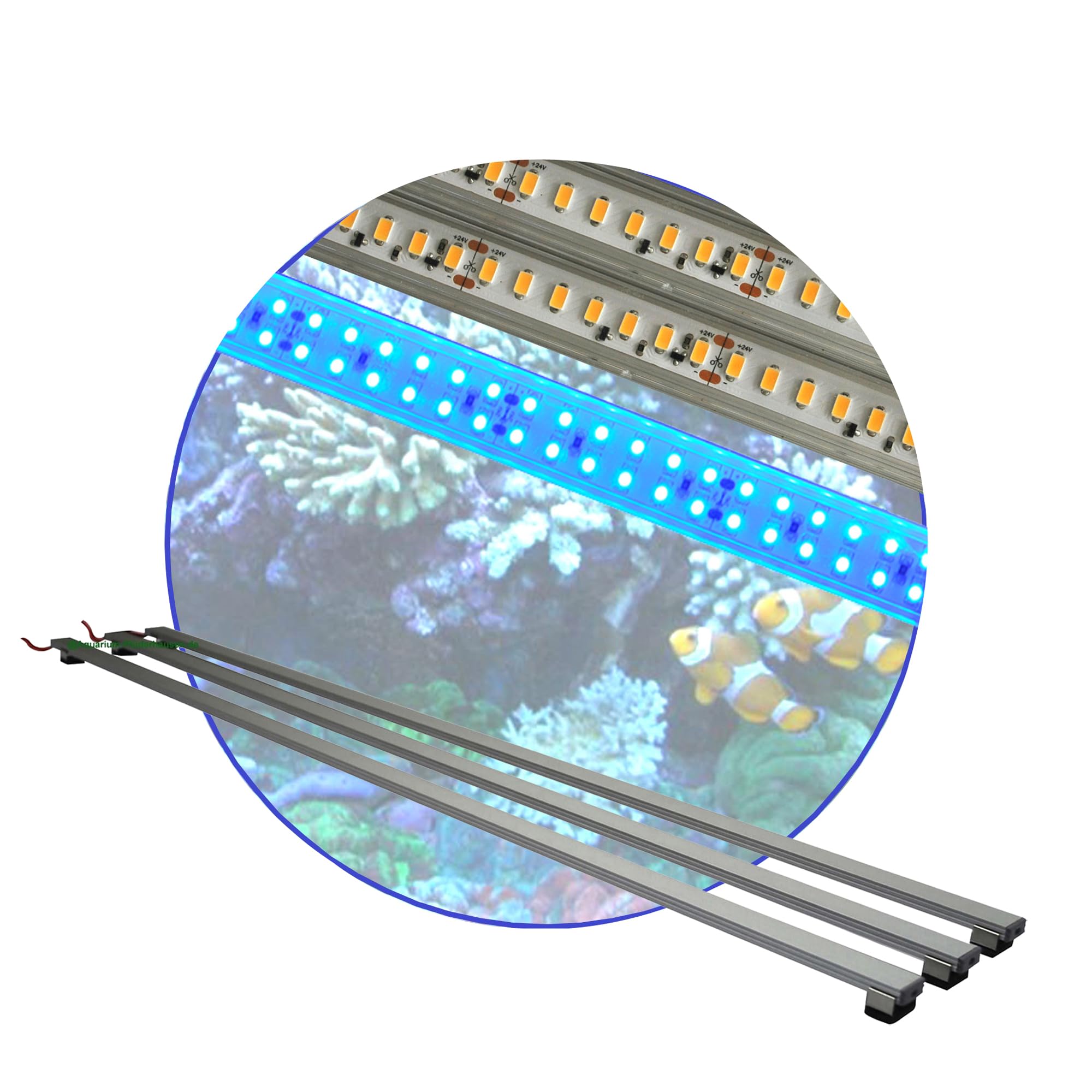 Meerwasser Aquarium LED-Leuchtbalken 3X 30cm (2X Tageslicht + 1x blau)