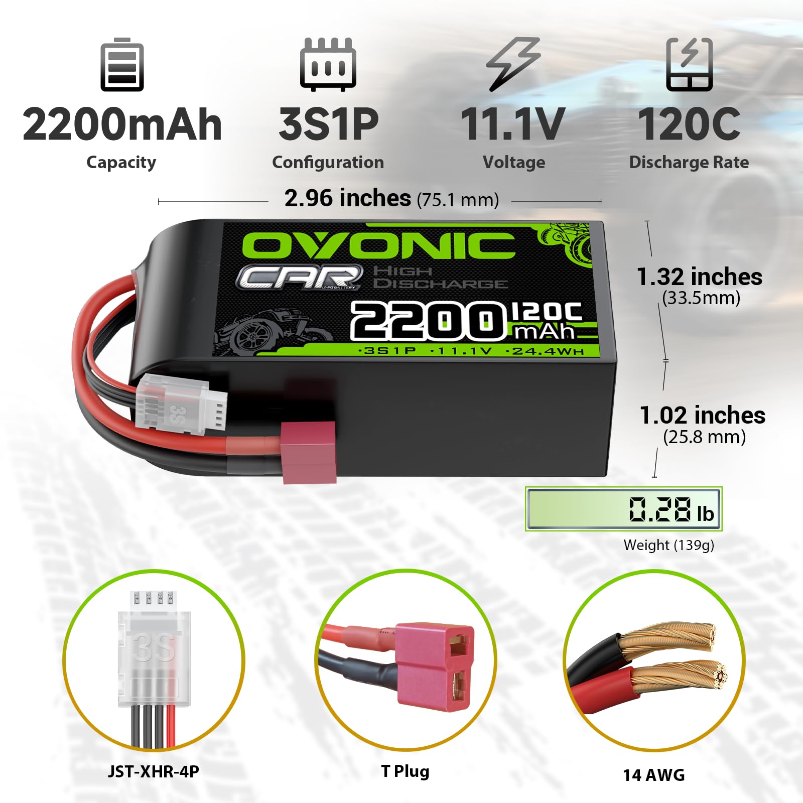 Lot De 2 Batteries Lipo 3S 2200 MAh 50C – 11,1 V Avec Prise Deans – Pour Drone, Voiture, Hélicoptère RC