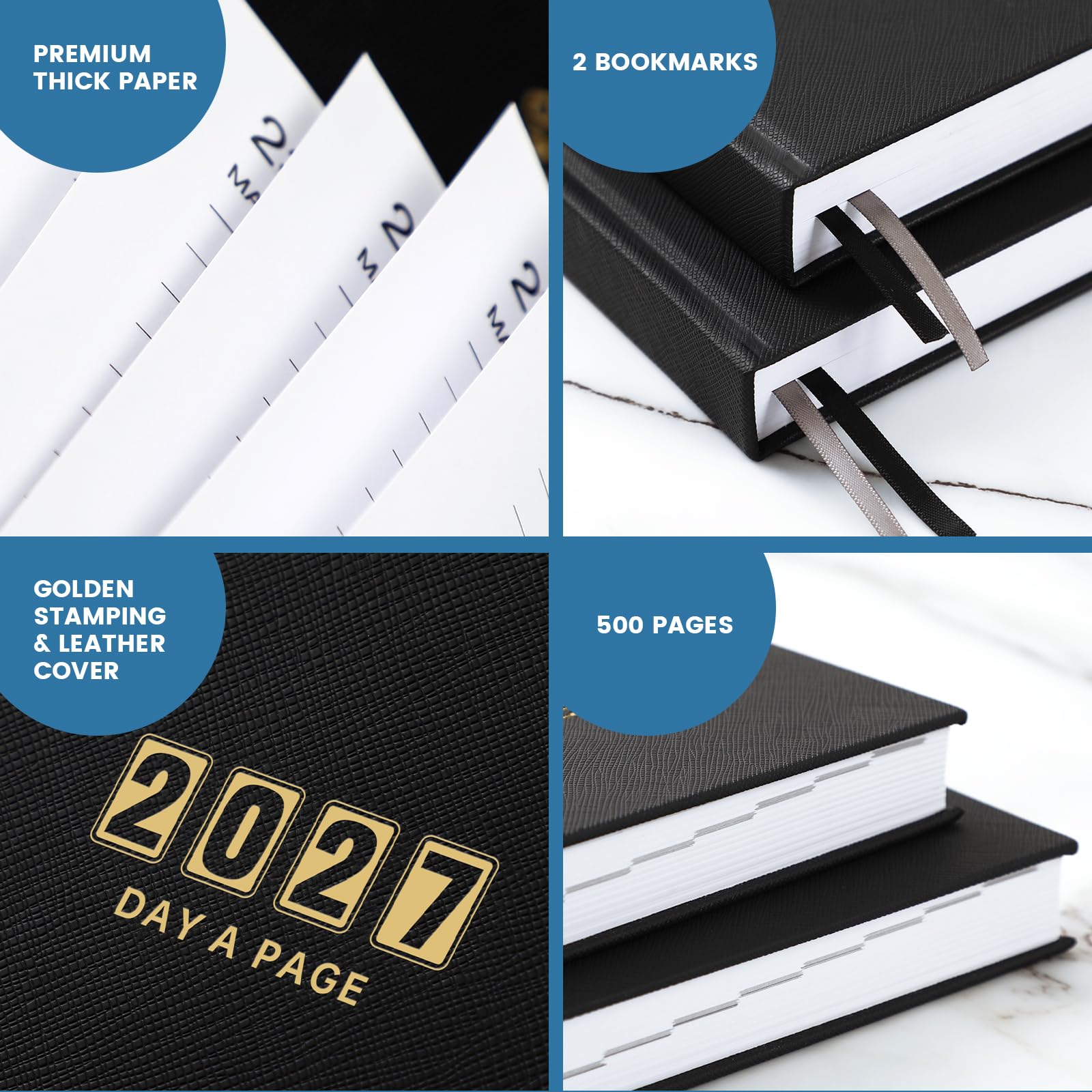 Agenda journalier 2024-2024, page par jour, page par jour, janvier 2024 à décembre 2024, 14,7 x 21,3 cm, agenda pour 365 jours