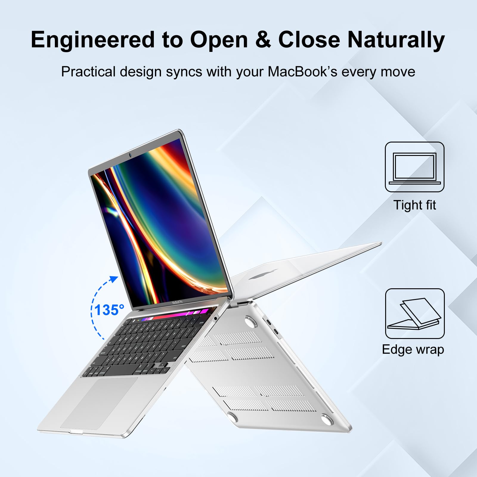 NPUOLS Custodia Protettiva per MacBook Pro 13 Pollici Cover M2 M1 2023 2022 2021 2020 Modello A2338 A2289 A2251, 13" Cristallo Anti-ingiallimento Rigide Custodia e Ultra Sottile TPU UE Tastiera Cover