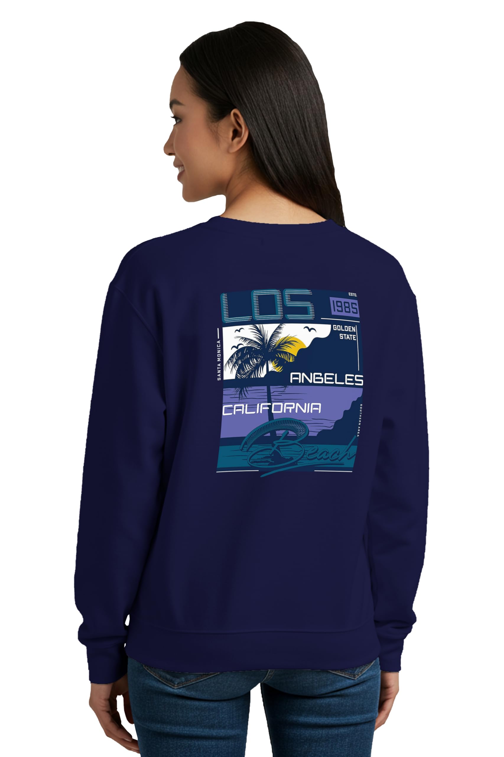 buy that trendz Winter Sweatshirt for Women Los Angeles California 1986 Graphic Printed Round Neck Regular Fit Cotton Blend Gen Z Casual Sweatshirt-picture-17
