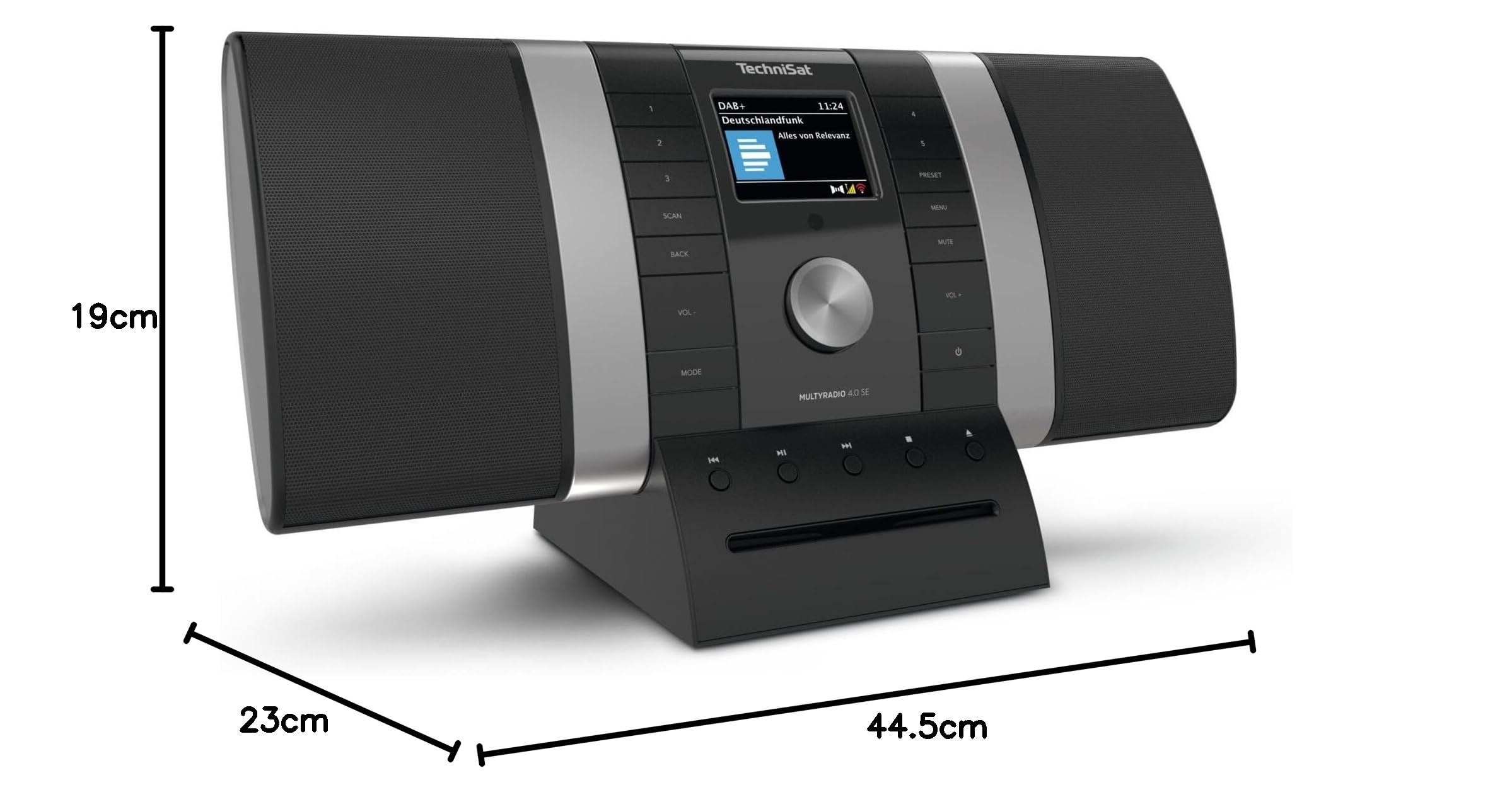TechniSat MULTYRADIO 4.0 SE - Internetradio (WLAN Radio, DAB+, UKW, Spotify, Bluetooth, CD-Player, USB, Farbdisplay, 2 x 10 Watt Stereo Lautsprecher) Schwarz/Silber