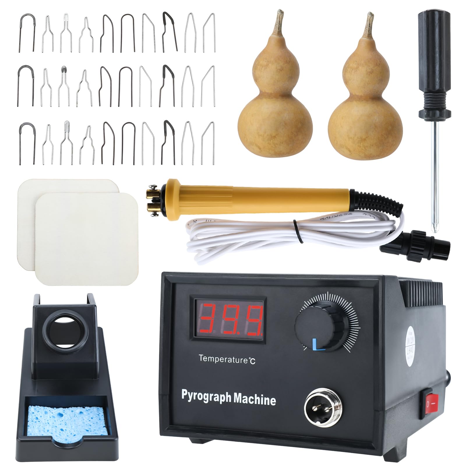 Toolly Wood Burning Kit, Wood Burning Tool, Temperature Adjustable Pyrography Machine, Upgraded 60W Digital Wood Burner Tool with 30PCS Wire Tips for Adults and Beginners