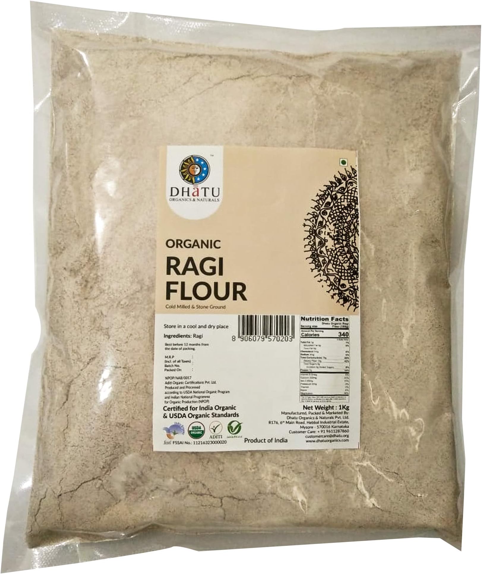 DhatuOrganic Ragi Flour 1 Kg
