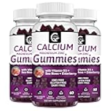 Calcium Magnesium Zinc Gummies with High Absorption Magnesium Glycinate 300mg, Potassium - Plant Complex Calcium Magnesium 2:1 Ratio, with D3 Sea Moss for Bone, Immune & Sleep Support, Vegan-2 Pack