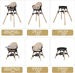 Chaise haute bébé, 6 en 1 Chaises hautes convertibles en bois pour bébés et tout-petits, bébé HighChair avec double bac amovible & Repose-pied réglable