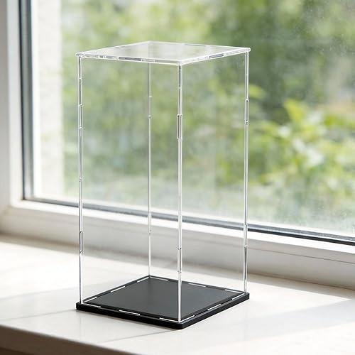 Miniatura 19 de vitrina acrílica, cajas de acrílico de cubo de 11 x 11 x 11 pulgadas para exhibición, vitrinas transparentes con base negra mate y tapa